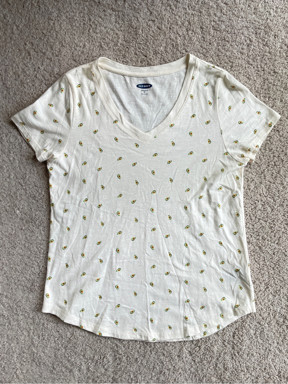 Old Navy Avocado Graphic Print V-Neck Everywhere Short Sleeve T-shirt Size XS